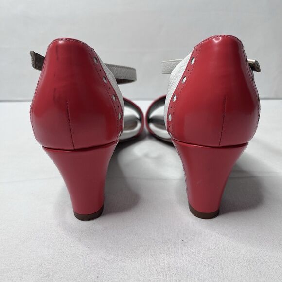 Marni Red White Leather Ankle Strap Open Toe Block Heels Womens Size 36/5.5 - Picture 5 of 11